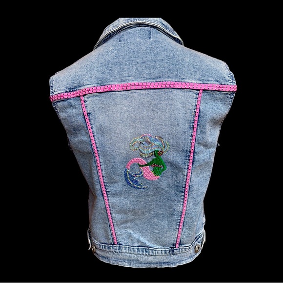 Mermaid Embroidered Denim Vest - Picture 2 of 12